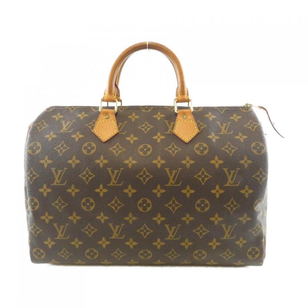 LOUIS VUITTON Authentic Brown Monogram Speedy 35 Boston Bag
